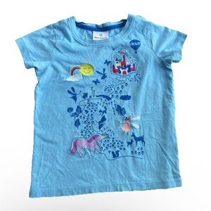 Hanna Andersson Appliqué Short Sleeve T Shirt Girls 5 6 Unicorn Embroidery EUC